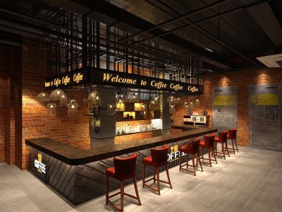 现代吧台餐厅3D模型下载